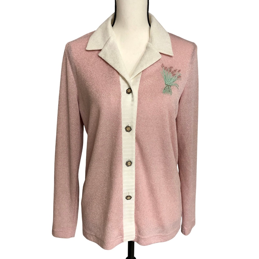Adorable Retro 60s Light Pink Collared Long Sweater Women's Extra‎ Small (XS)